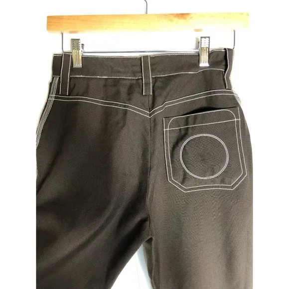 CHLOE Women's Brown Contrast Seam Knee Length Cropped Pants US 0-2 IT 36 XS - Picture 4 of 8